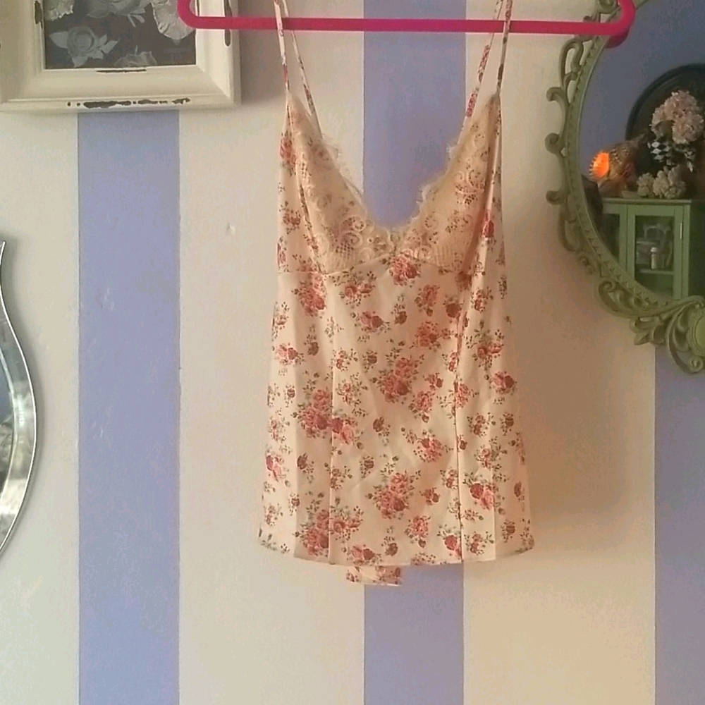 GUESS SILK LACE CREAM FLORAL CAMI